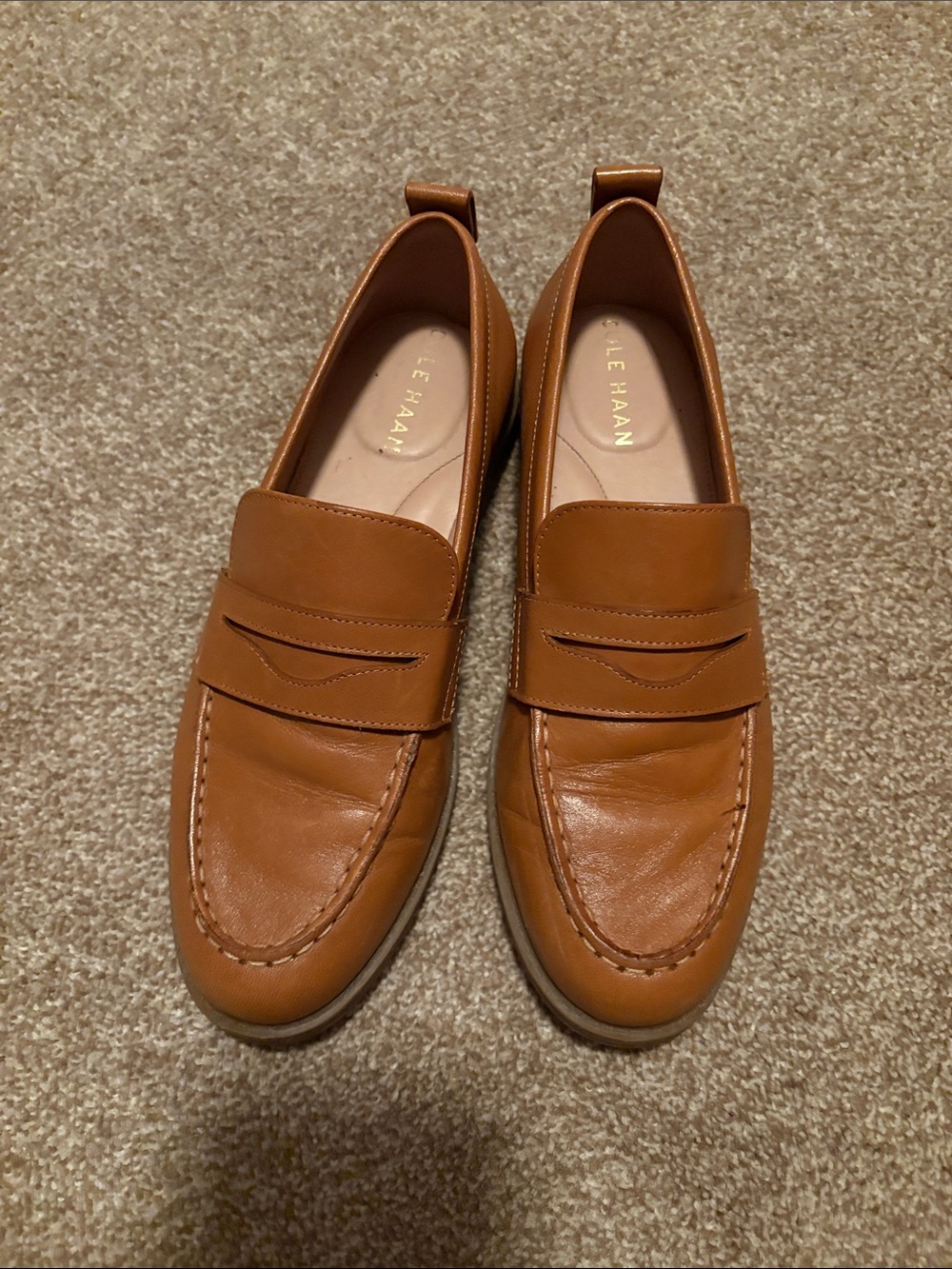 Cole Haan Men's Cognac Leather Penny Loafers